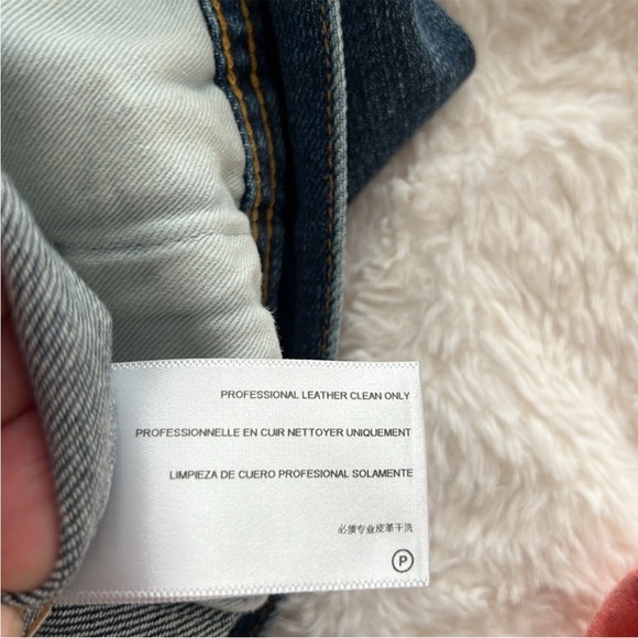 AG Adriano Goldschmied Dark Blue Shearling Jean Jacket. Small. - Picture 3 of 8